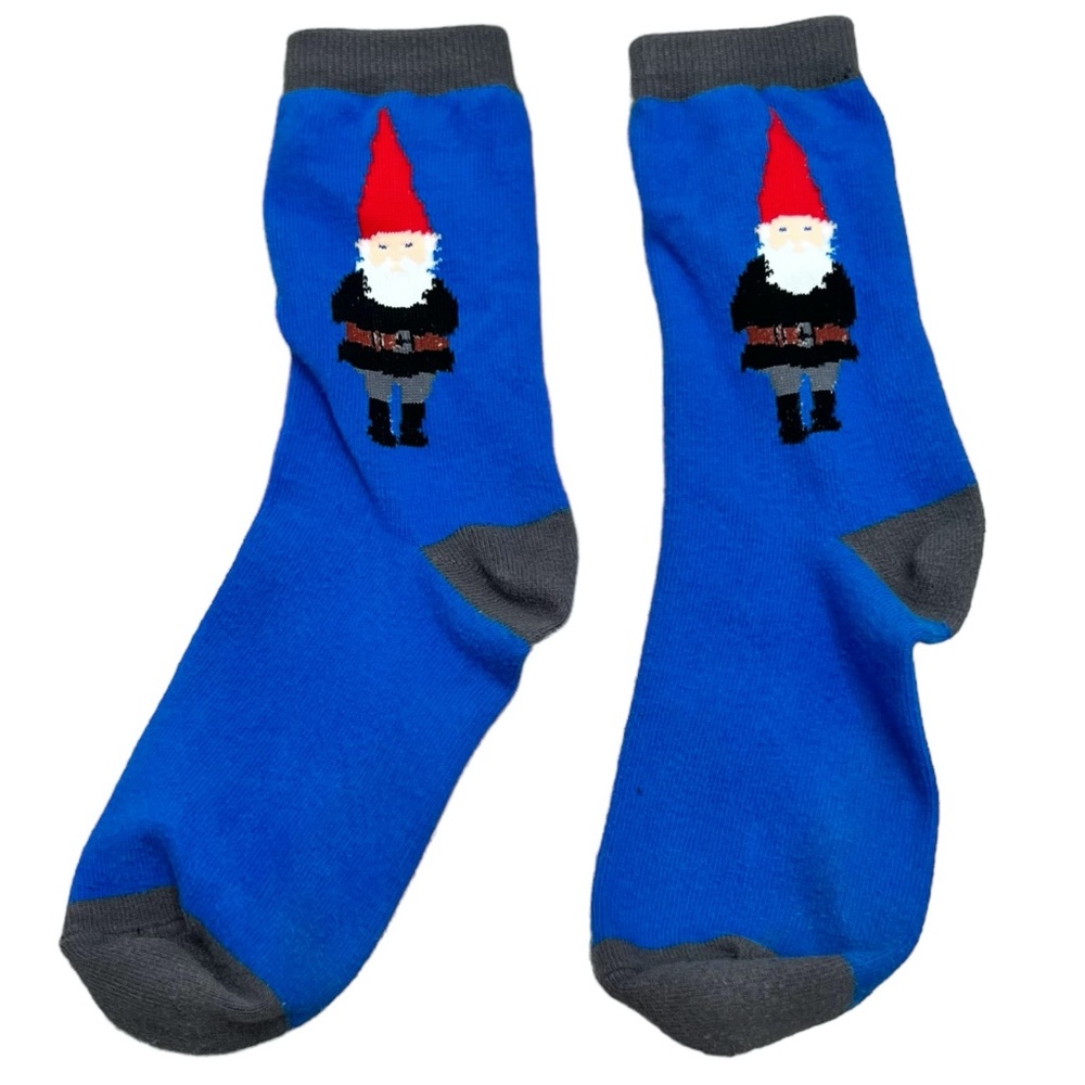 MEN'S GNOME NOVELTY BLUE & GRAY CREW SOCKS